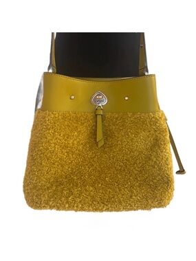 KATE SPADE ~ KS New York “Marti” Faux Fur Small Bucket Bag Citron Sapphire color